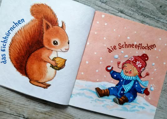 Baby Pixi Meine schönste Winterzeit Innenseite Eichhörnchen Schneeflocken