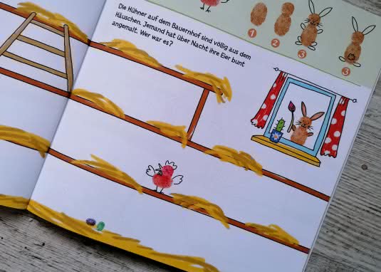 Mein buntes Fingerstempel-Buch Innenseite Hühner