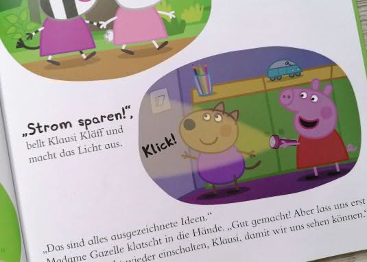 Peppa schützt unsere Erde Innenseite Strom sparen