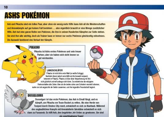 Pokémon Das große Lexikon Innenseite Ashs Pokemon