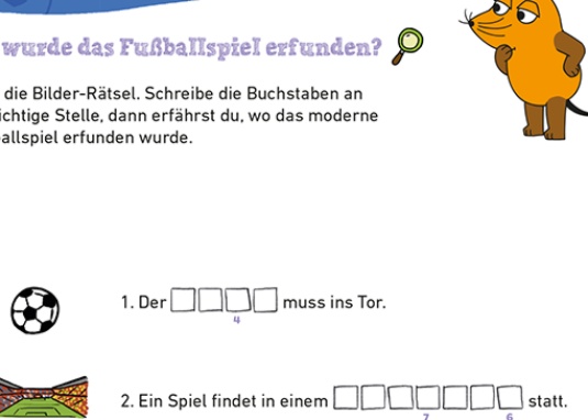 Der Fußball-Rätselblock mit der Maus Banner 2
